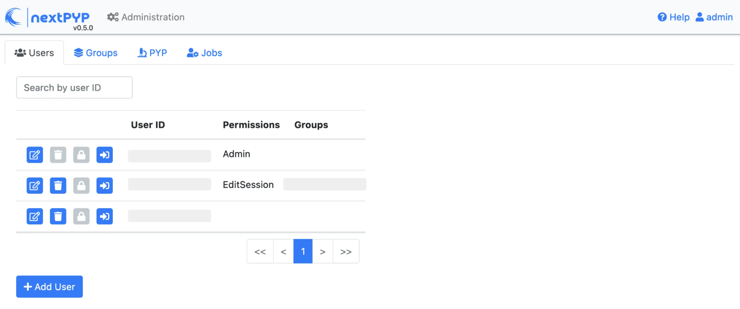 Admin dashboard