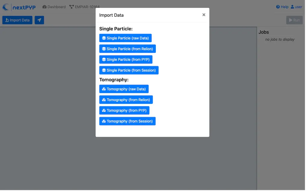 Import dialog
